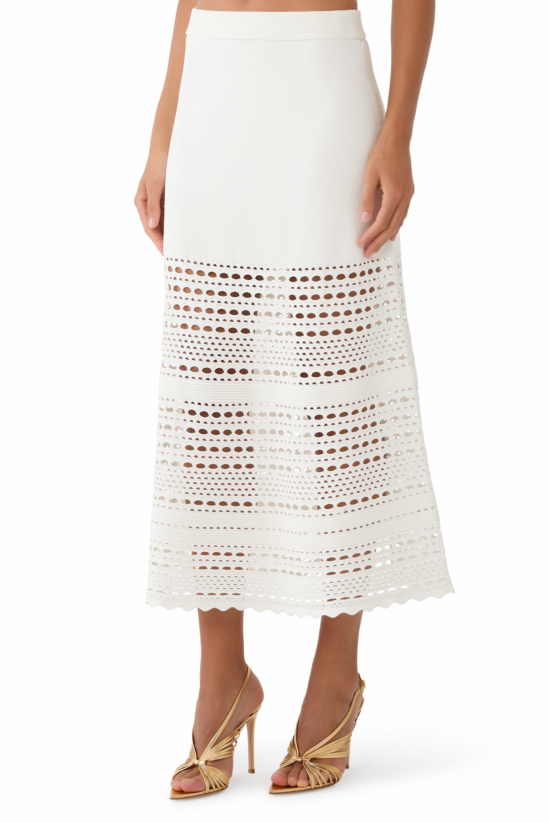 Westly Open Stitch Midi Skirt 