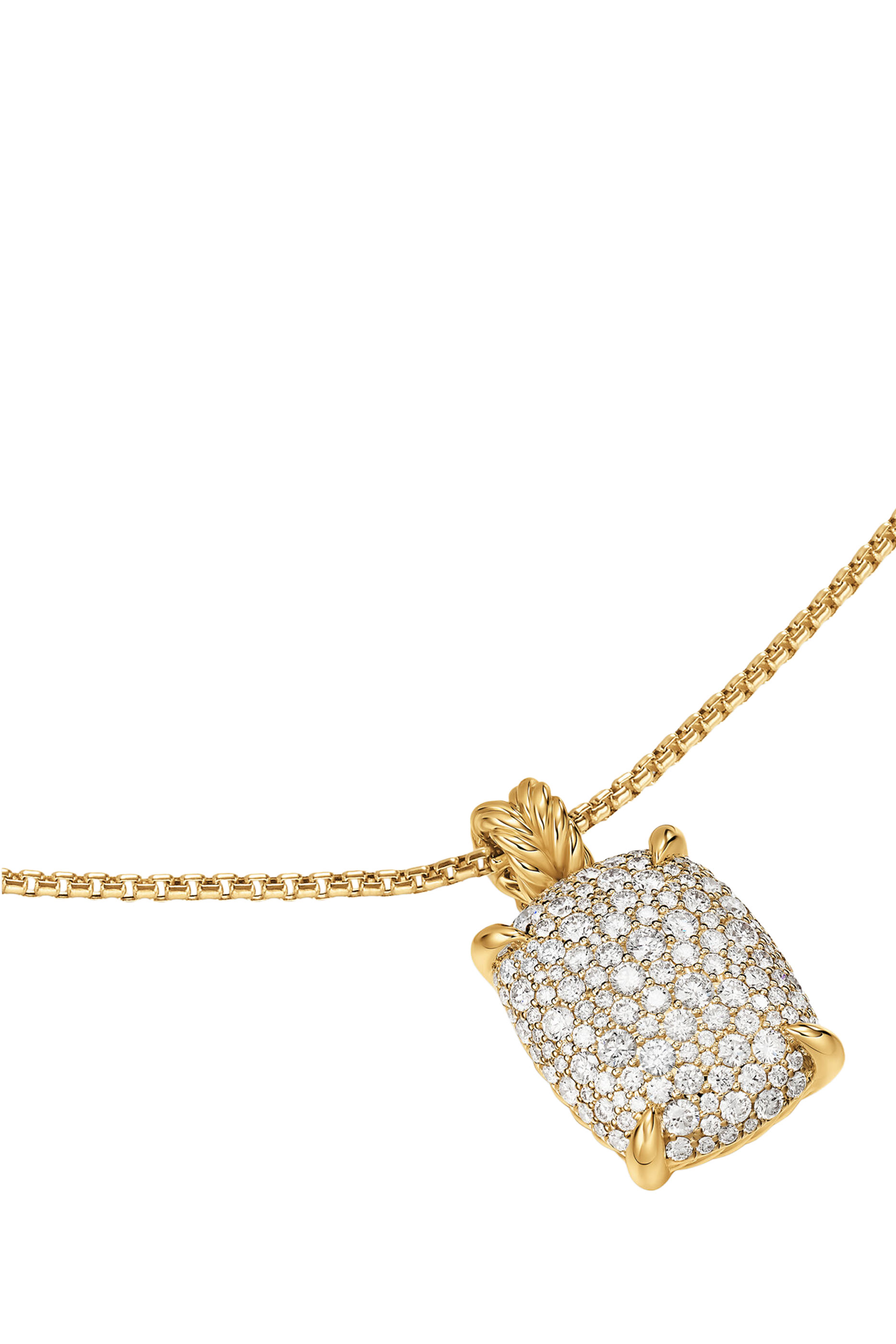Ch&acirc;telaine&reg; Elongated Pendant Necklace, 18K Yellow Gold  Diamonds