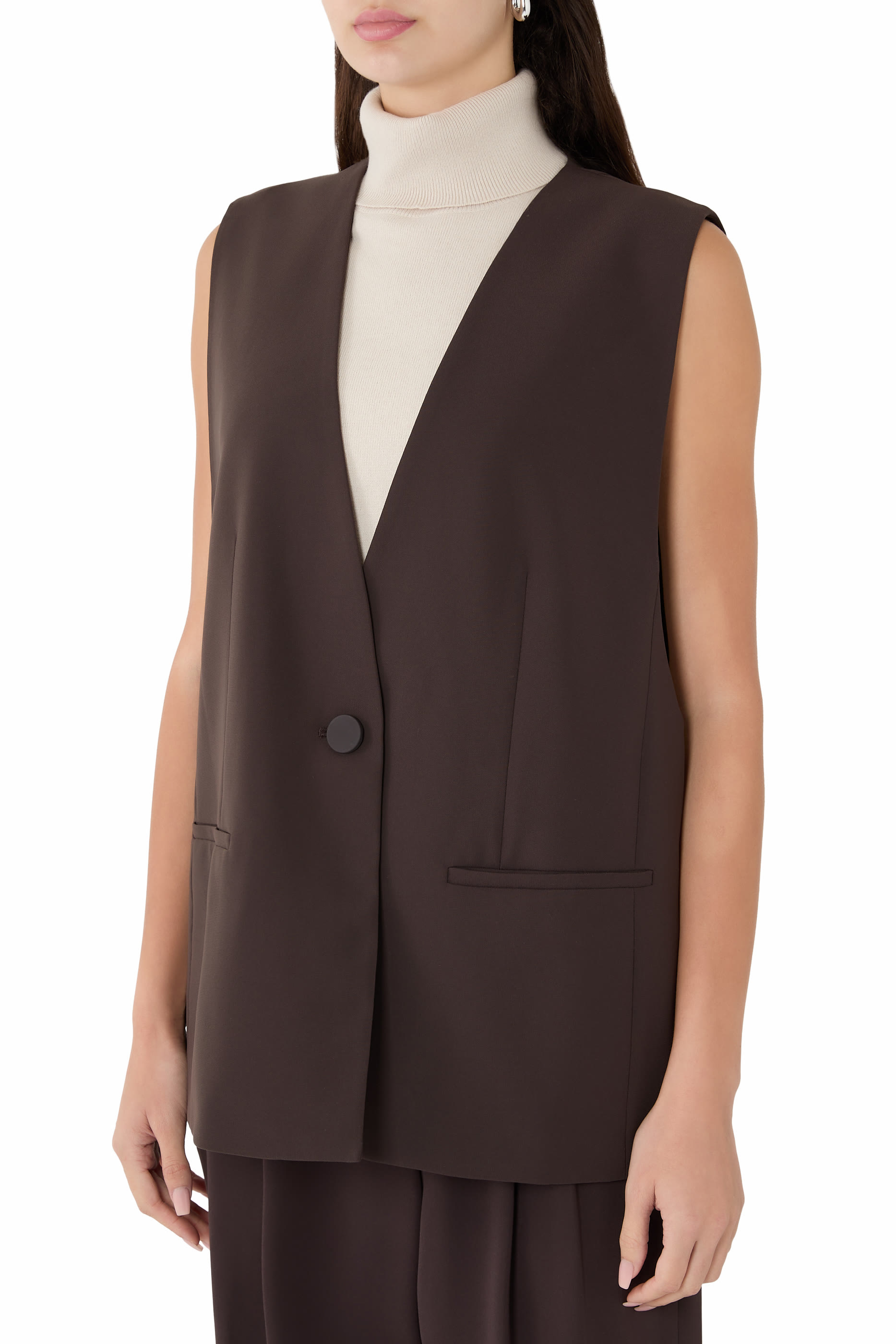 Single-Button Oversized Waistcoat