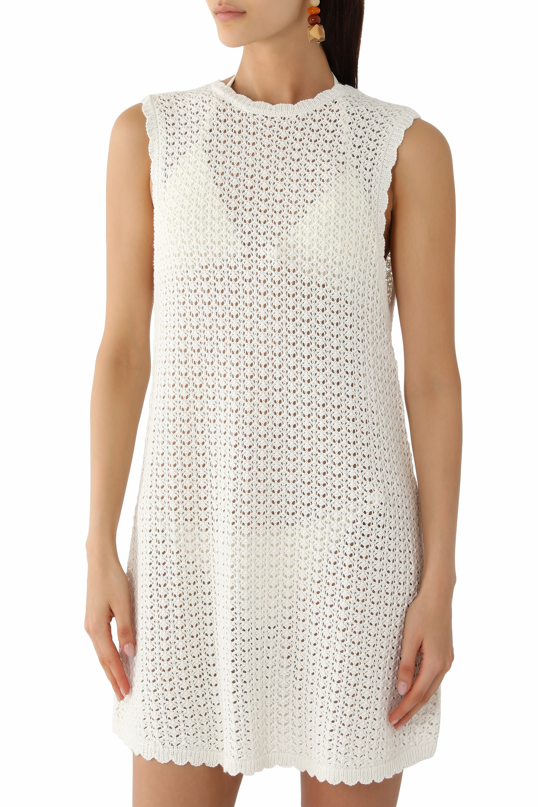 Pointelle Shift Mini Dress