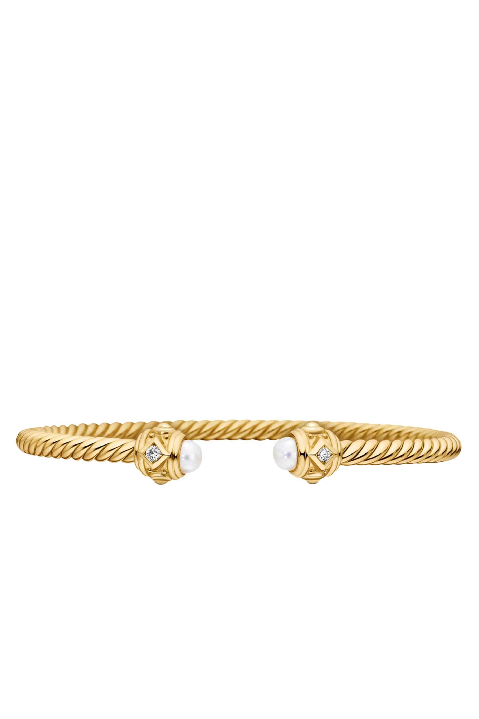 Renaissance Cablespira Bracelet, 18K Yellow Gold with Diamonds  Pearl