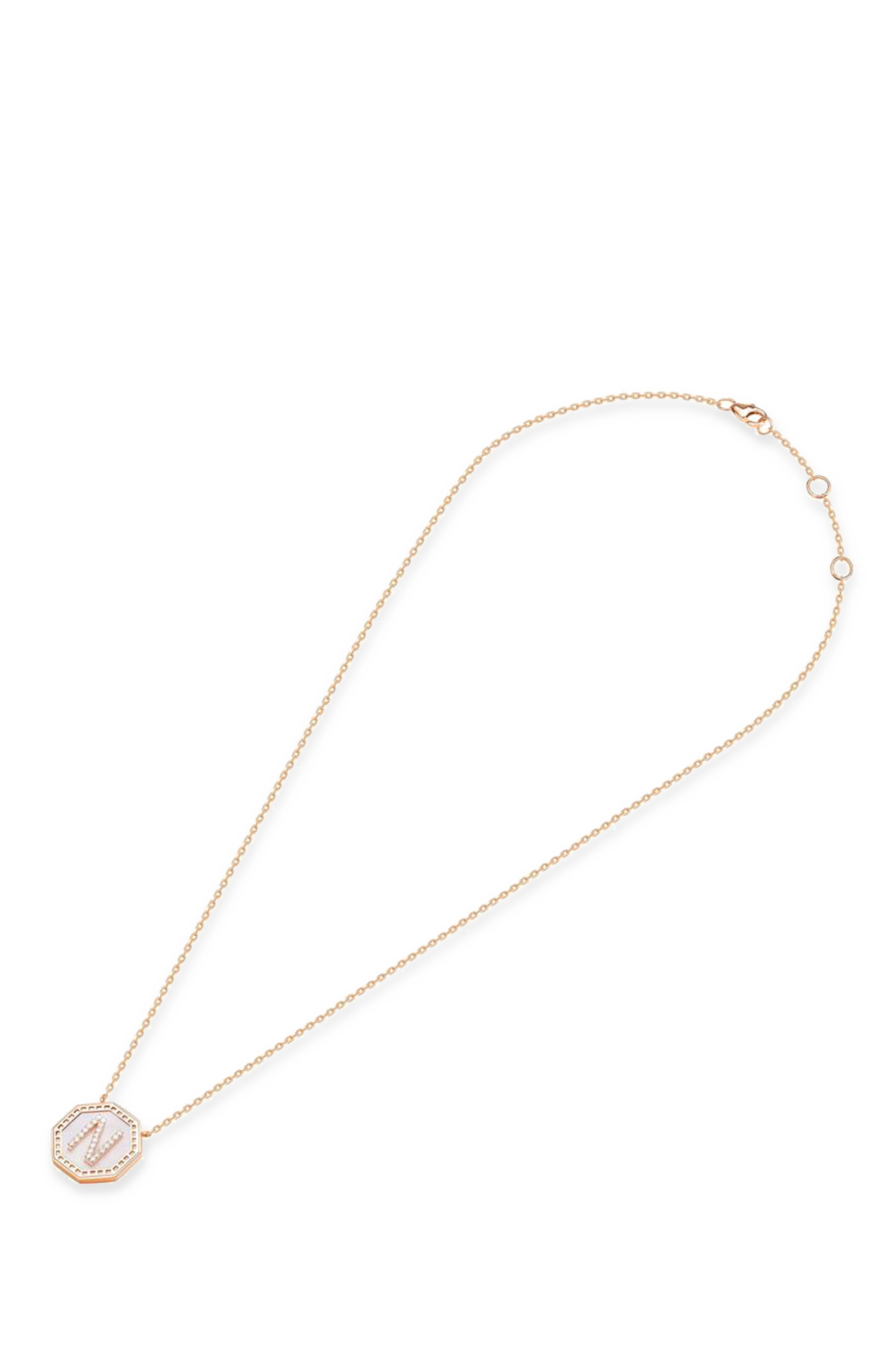  Harf Turath Letter A Pendant Necklace, 18k Rose Gold, Diamonds  Mother of Pearl