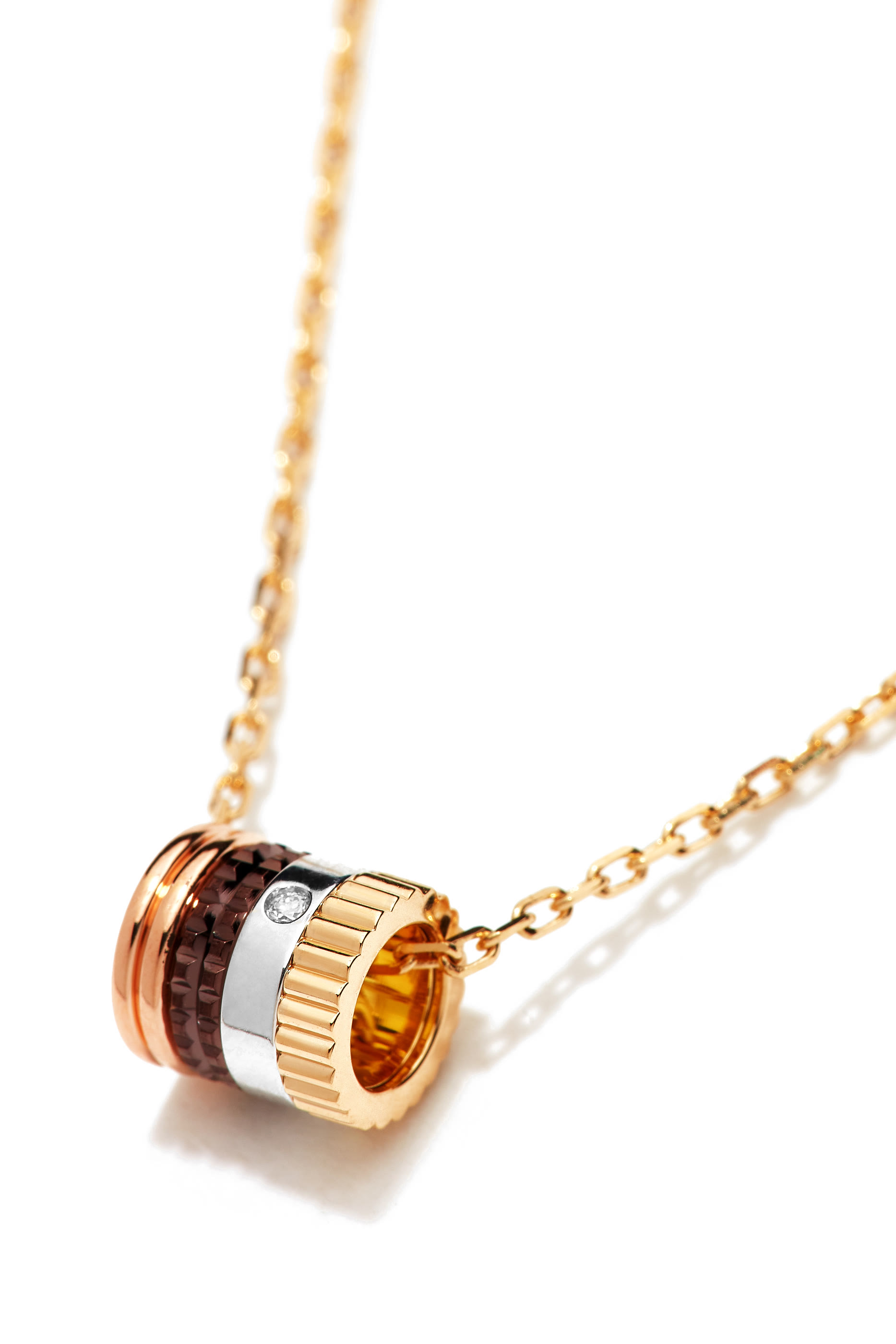 Quatre Classique Mini Ring Pendant, 18k Mix Gold  Diamond