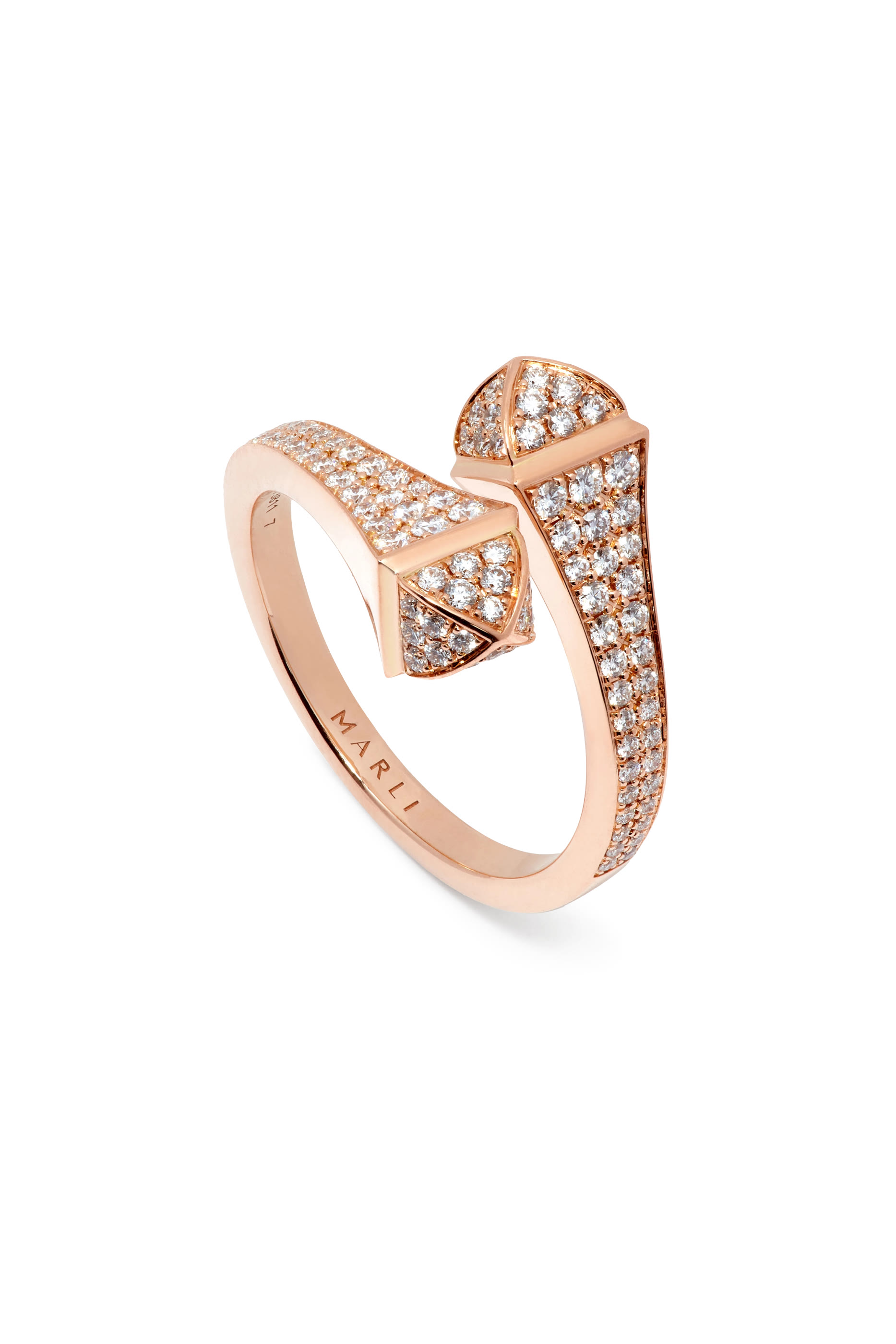 Cleo Midi Slim Ring, 18k Pink Gold  Full Diamond