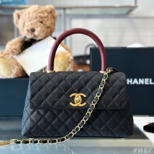 Tui Chanel Coco Khoa Vang Da Hat Mau Den Like Auth 24cm 4.jpg