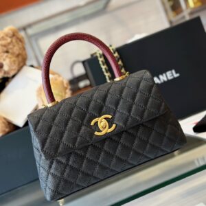 Tui Chanel Coco Khoa Vang Da Hat Mau Den Like Auth 24cm 6.jpg