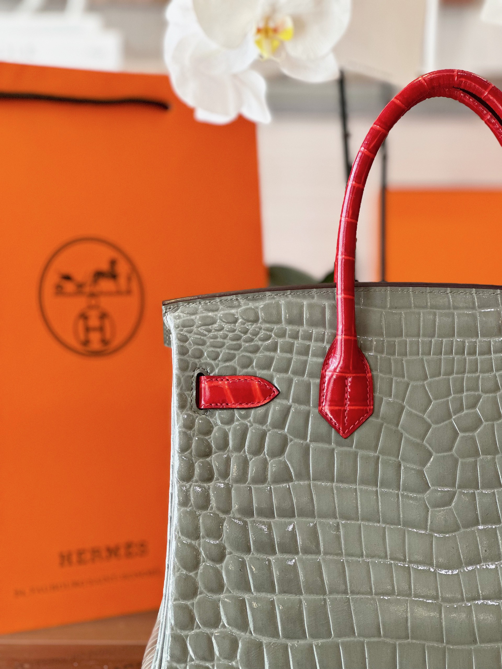 Tui Hermes Birkin Crocodile Mix 2 Mau Replica 11 Nu Van Da Ca Sau 30cm 7.jpg