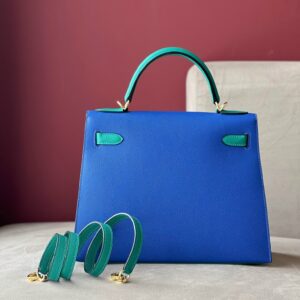 Tui Xach Cao Cap Hermes Kelly Da Epsom Nu Mix 2 Mau Xanh 28cm 4.jpg
