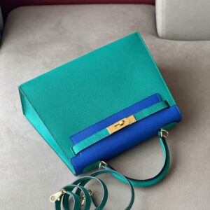 Tui Xach Cao Cap Hermes Kelly Da Epsom Nu Mix 2 Mau Xanh 28cm 7.jpg