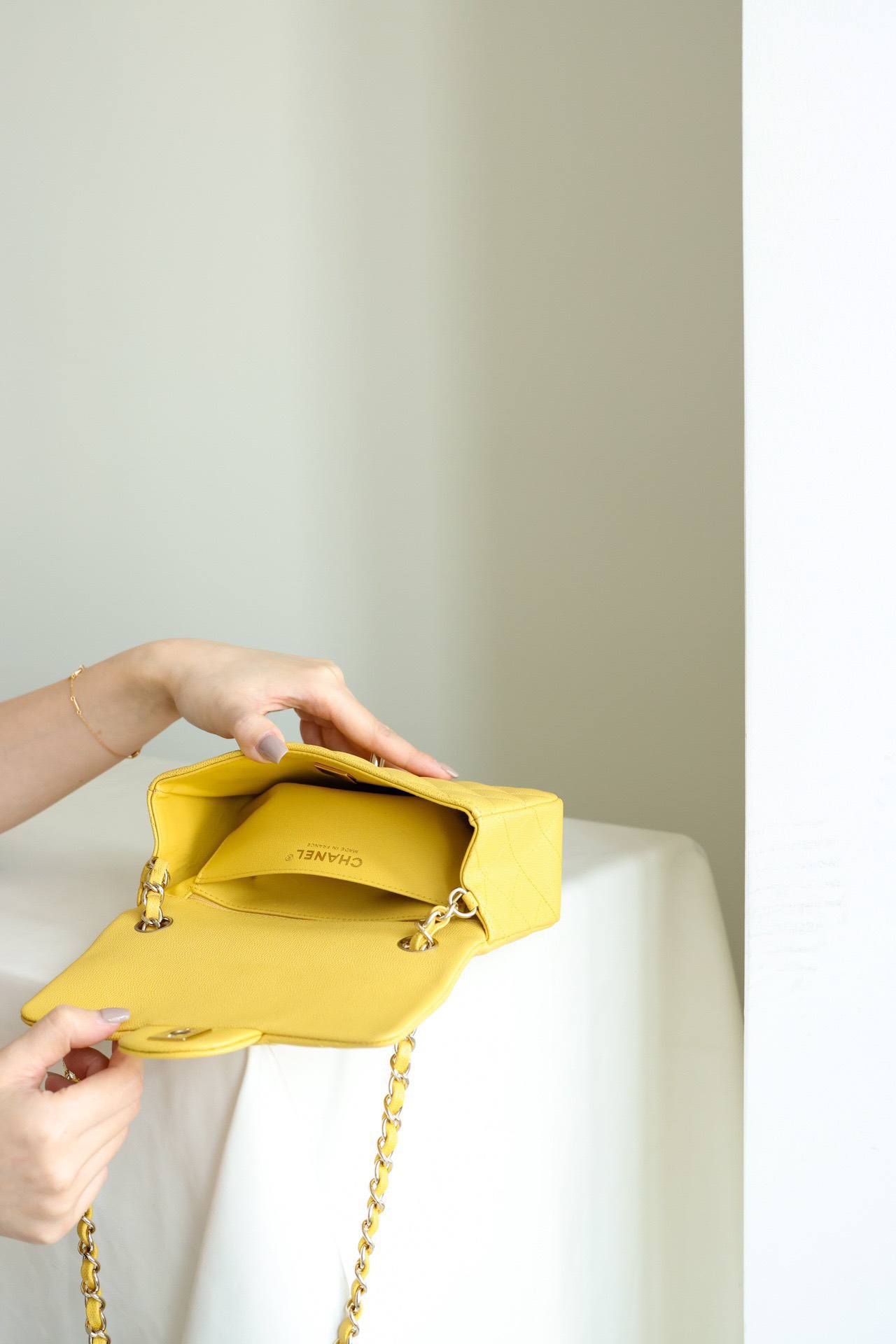 Tui Xach Chanel Classic Flap Mini Like Auth Nu Mau Vang 20cm 3.jpg