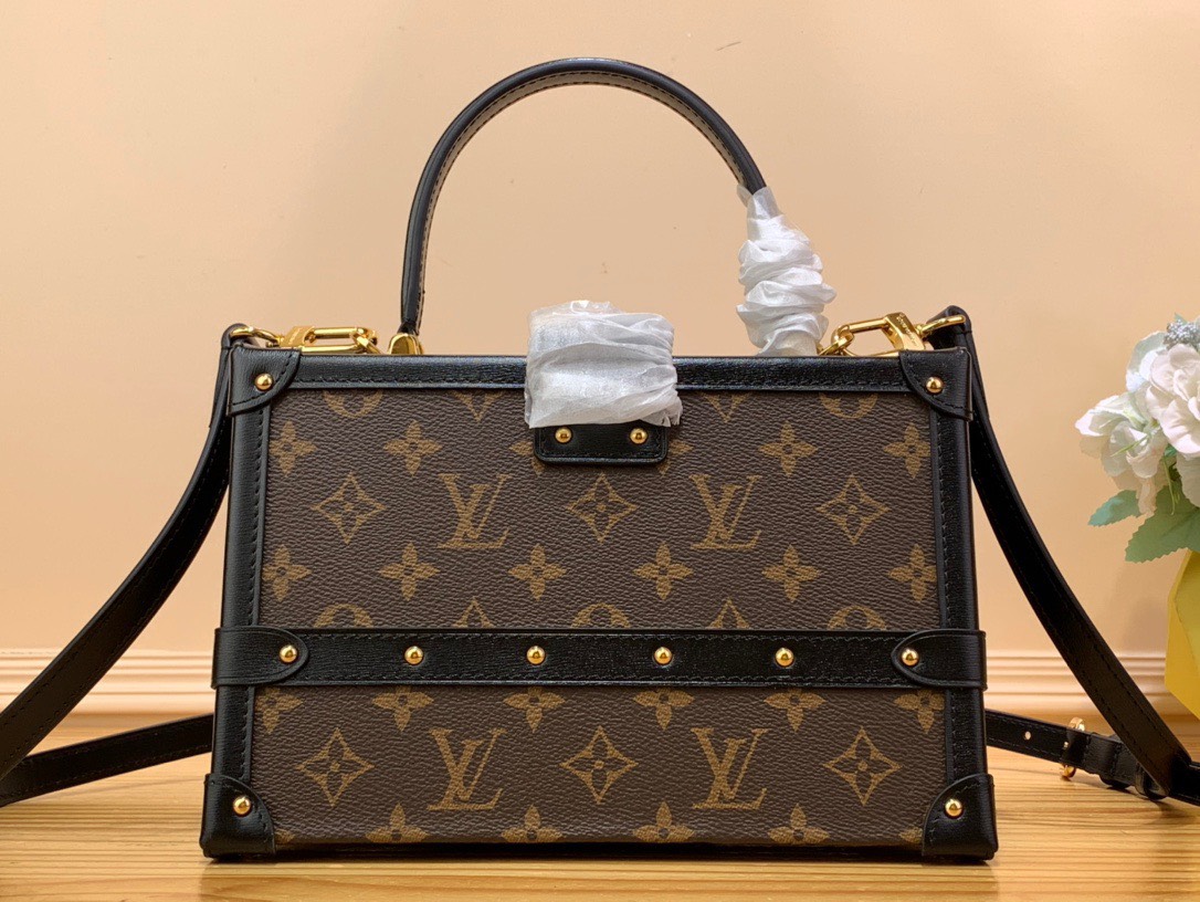 Tui Xach Louis Vuitton LV Petite Malle V Hoa Tiet Monogram Like Auth 24x16x13cm 1.jpg