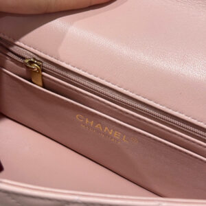 Tui Xach Nu Chanel Classic Chuong Like Auth Mau Hong Khoa Vang 20cm 8.jpg