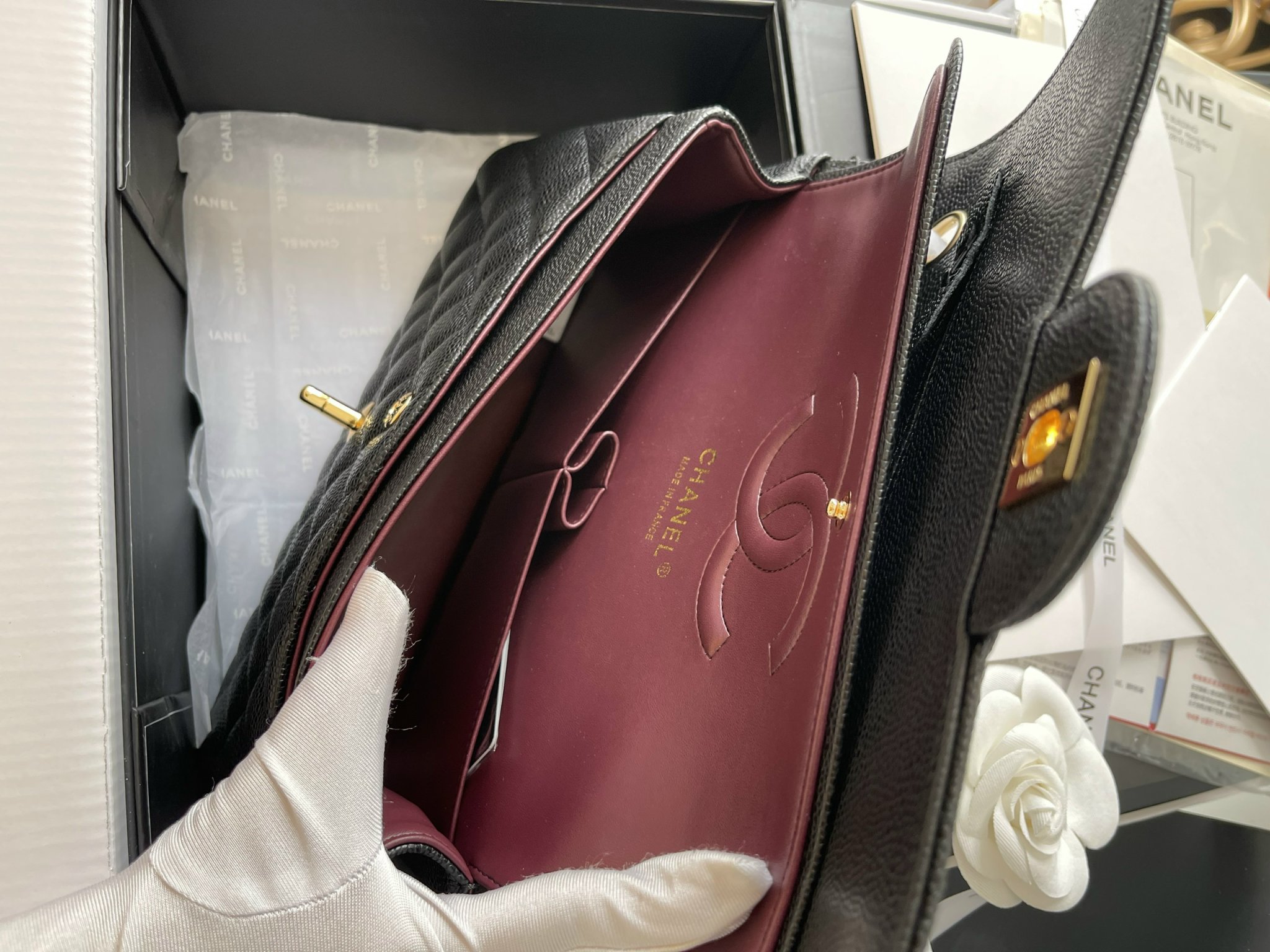 Tui Xach Nu Chanel Medium Classic Da Bo Like Auth Mau Den 25 8.jpg