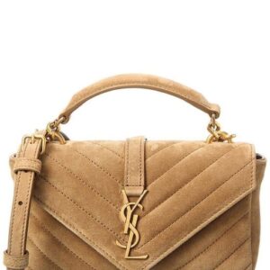 saint laurent Brown College Mini Suede Shoulder Bag.jpeg