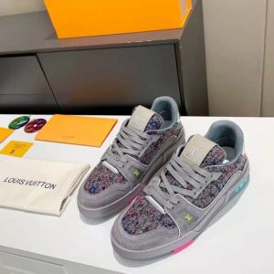 Louis Vuitton Trainer sneakers in the 'Grey with Colorful Mesh