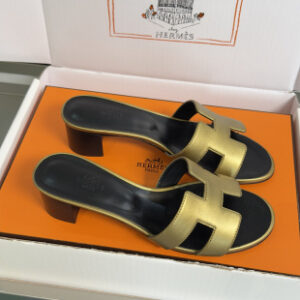 Hermes Oran Replica Heels- Gold