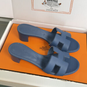 “Hermes replica Oran heels dark blue women replica shoes designer sandals”